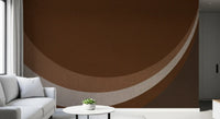 Flowing geometric bands in Cocoa Rhythm Waves wall mural with warm brown tones