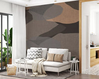 Lounge with organic layers wall mural setting a calm earthy backdrop