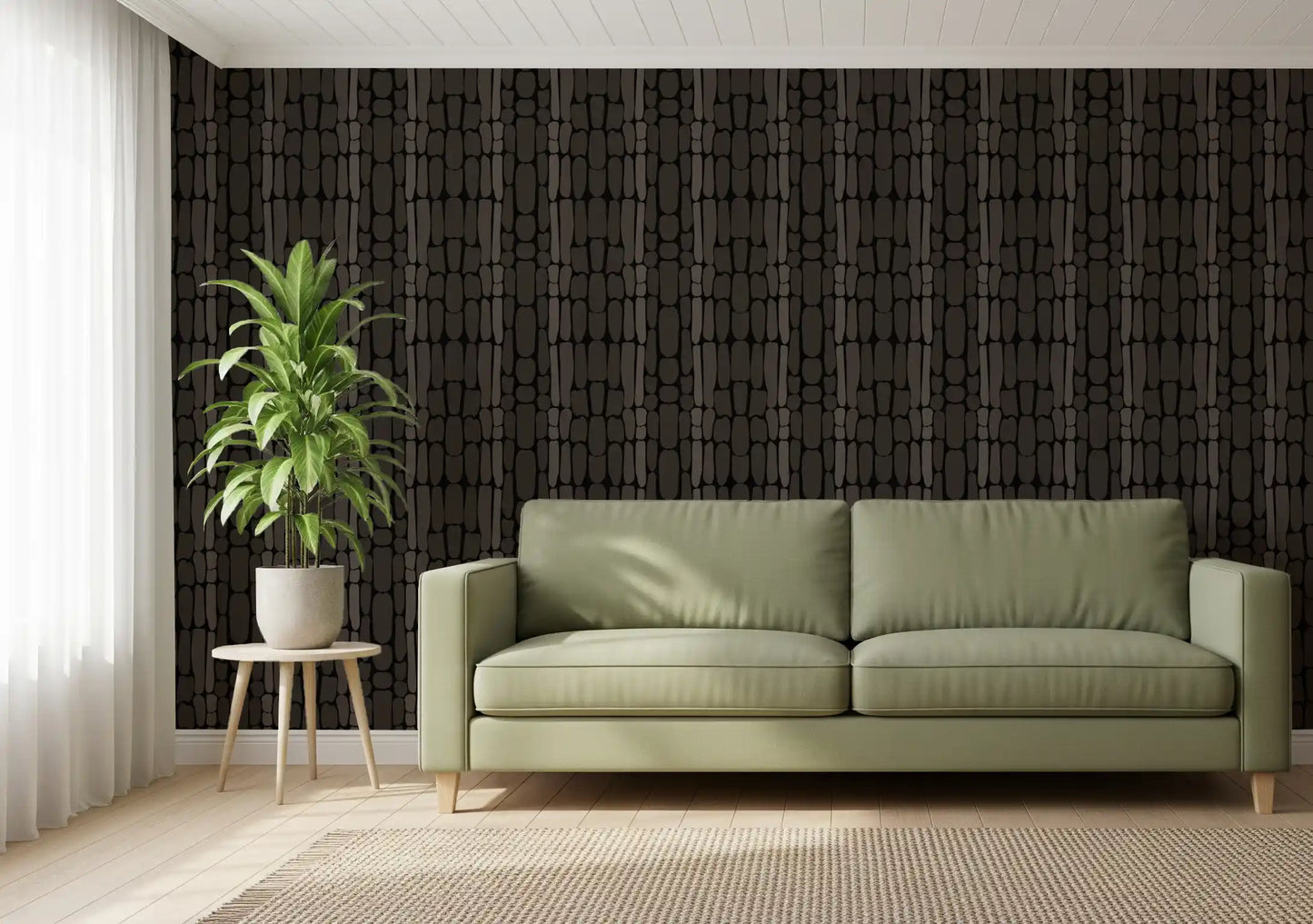 Rounded pebble motifs clustering across Black Textured Stone Shapes wallpaper