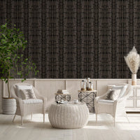 Lounge area featuring Textured Stone Shapes wallpaper in graphite and ebony