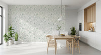 Twisting vines and buds weaving through botanical linework wallpaper