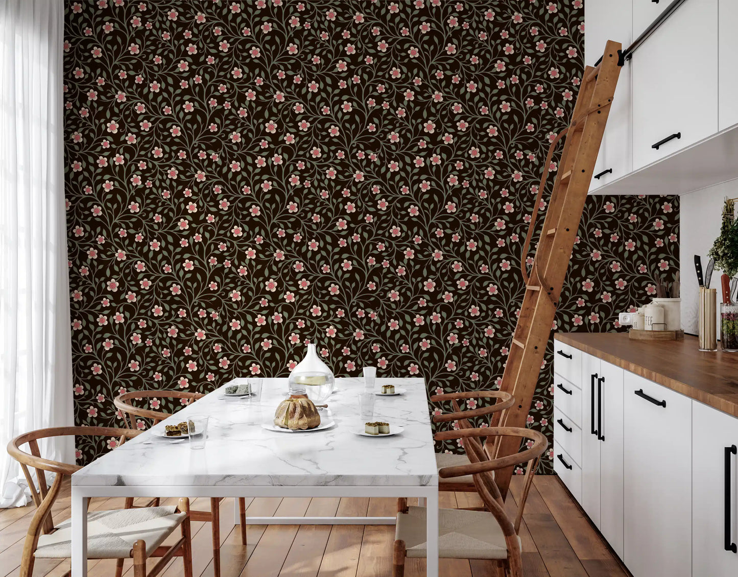 Dark Botanical Charm Wallpaper⁠