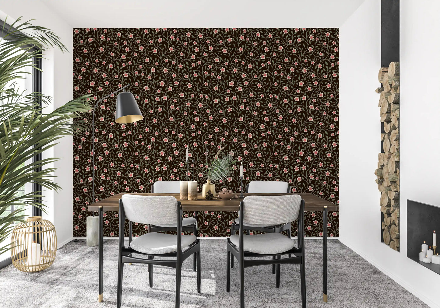 Dark Botanical Charm Wallpaper⁠