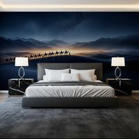 Horizon glow lighting the caravan on Desert Odyssey wall mural