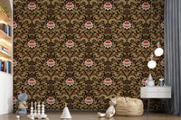 Symmetrical floral layout in Botanical Tapestry vintage wallpaper