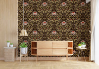 Hallway paired with Botanical Tapestry wallpaper in heritage brown tones

