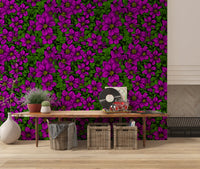 Rich petal veining shown on Pink Clematis Vine wallpaper pattern