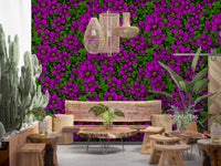 Dining room lounge brightened by Pink Clematis Vine wallpaper