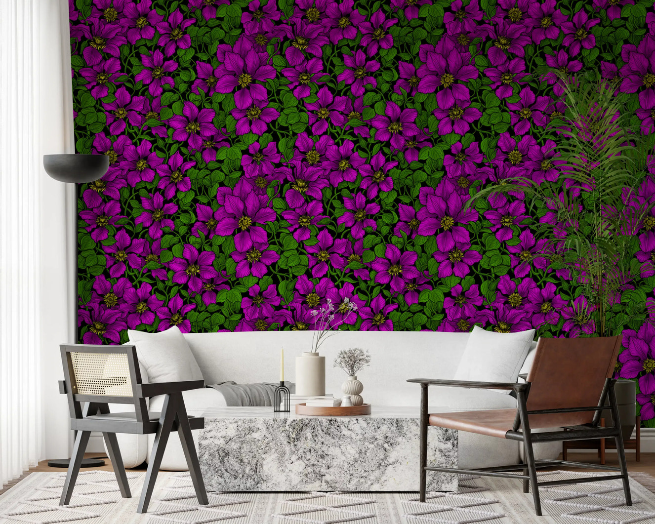 Pink Clematis vine Wallpaper⁠