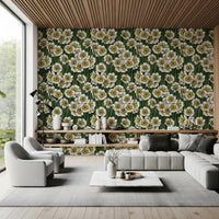 Crisp white petals and golden centers fill this botanical Daffodils wallpaper