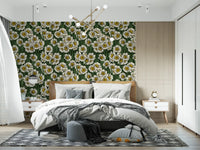 Daffodils wallpaper brings a fresh botanical mood to a bedroom