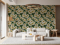 Pen-style detailing brings vintage character to Daffodils wallpaper