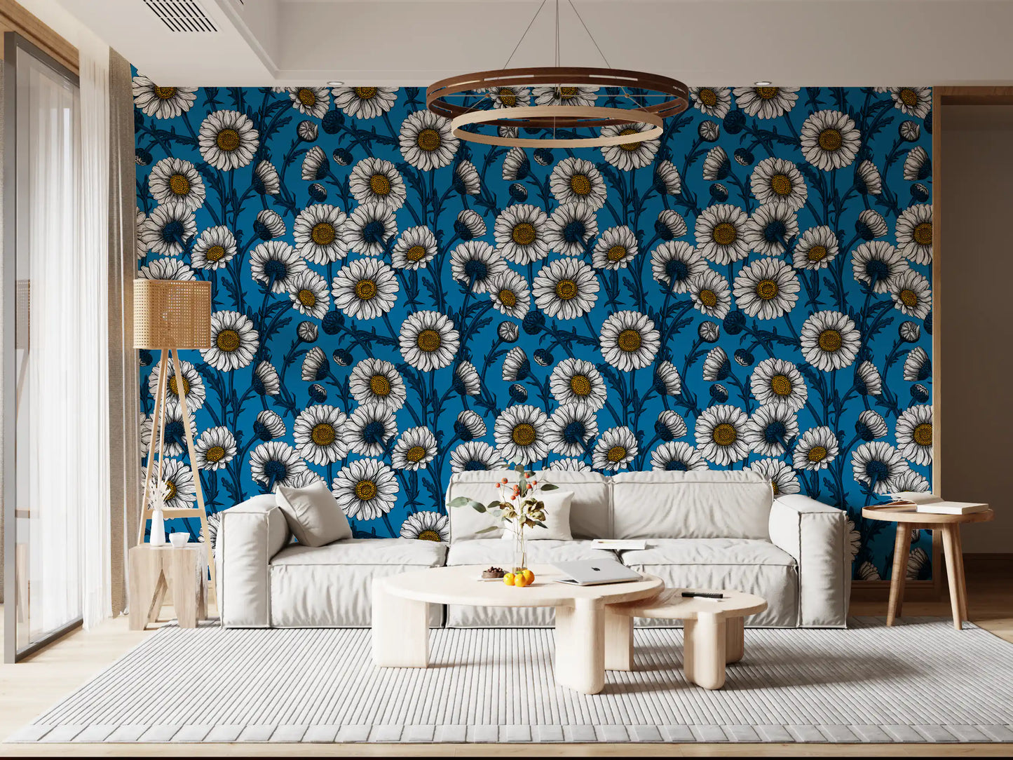 Daisies on blue 2 Wallpaper⁠