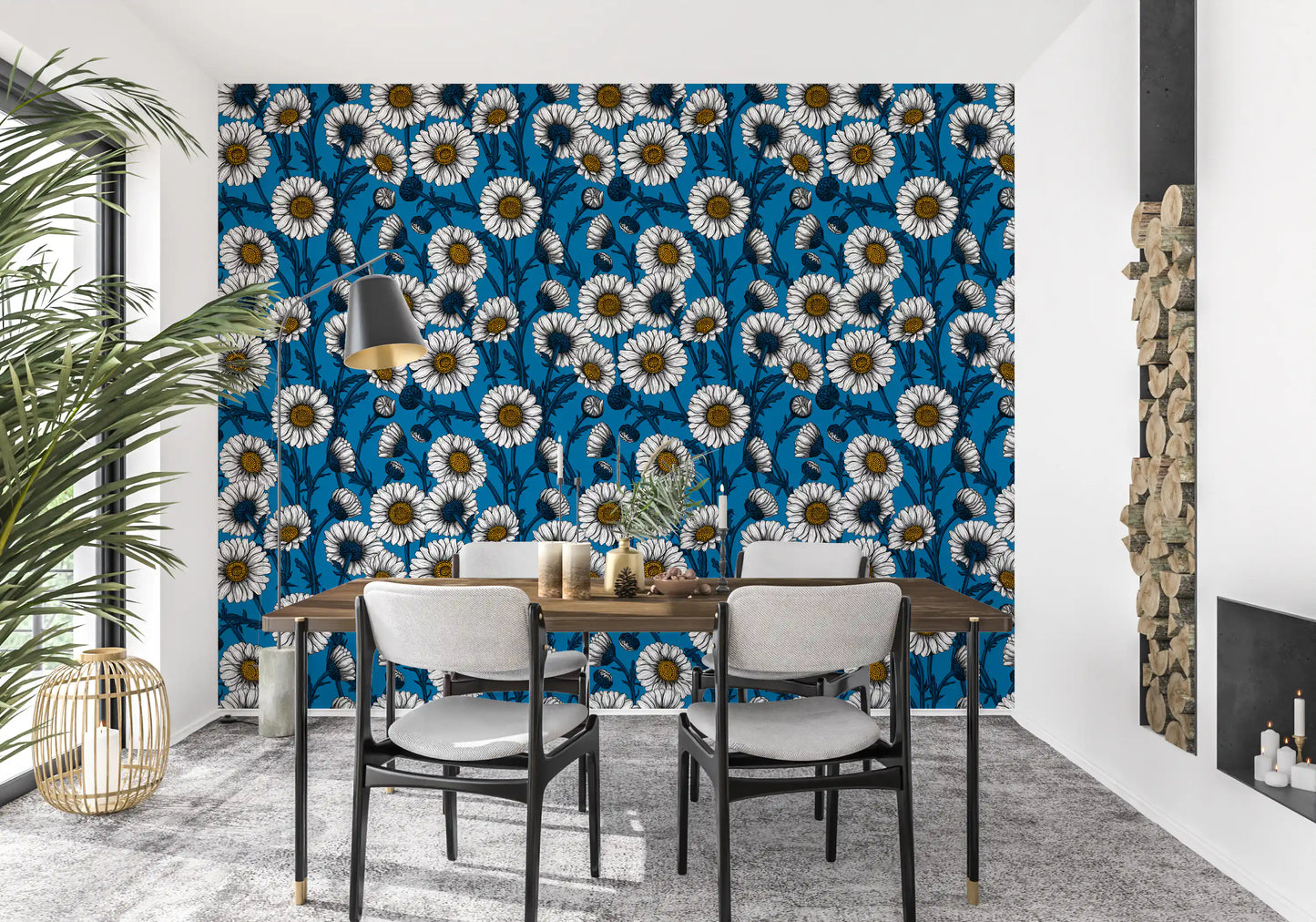 Daisies on blue 2 Wallpaper⁠