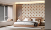 Cream and clay tones meet in the bedroom under this Tuscany Pottery wallpaper.