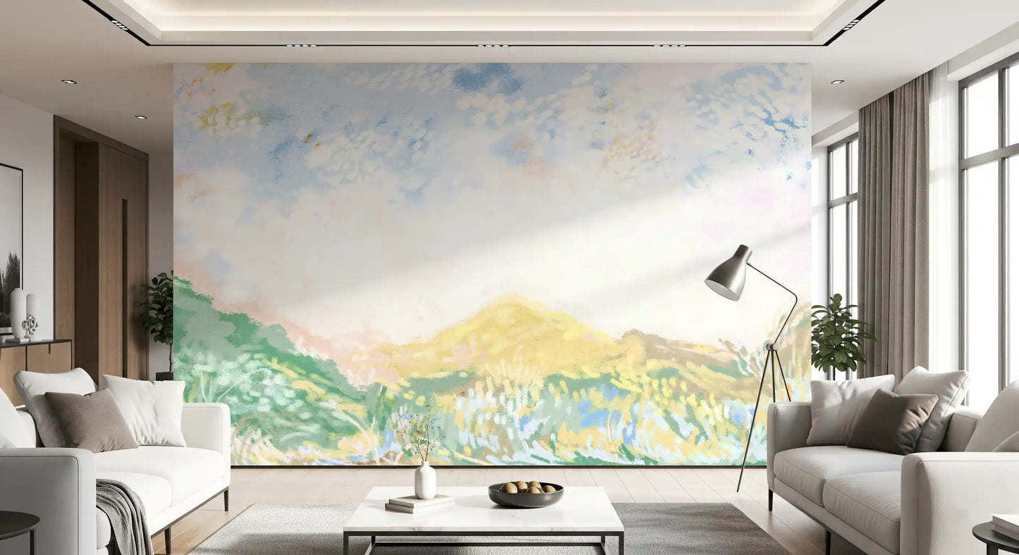 Soft brushstrokes captured perfectly on this Meadow style wall mural.