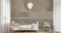The Earthy Horizon Geometry Shapes Abstract Wall Mural presents soft neutral hues.