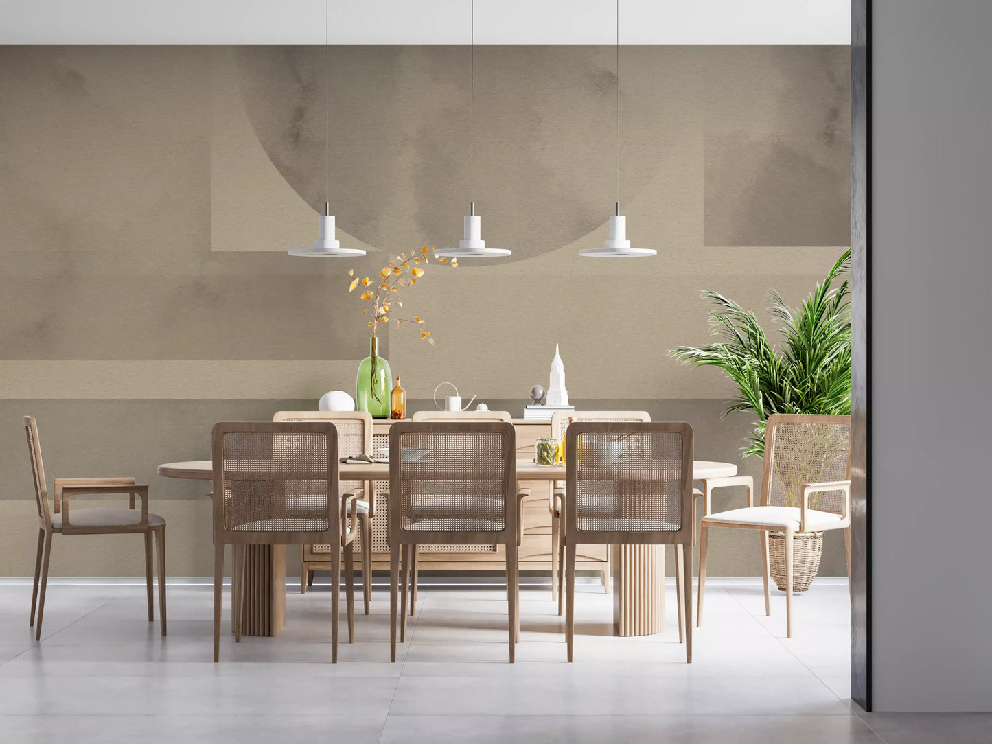 Soft elements blend beautifully within this specific horizon wall mural.