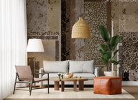 Detailed close-up of the Urban Patina Collage Abstract geometric Wall Mural pattern.