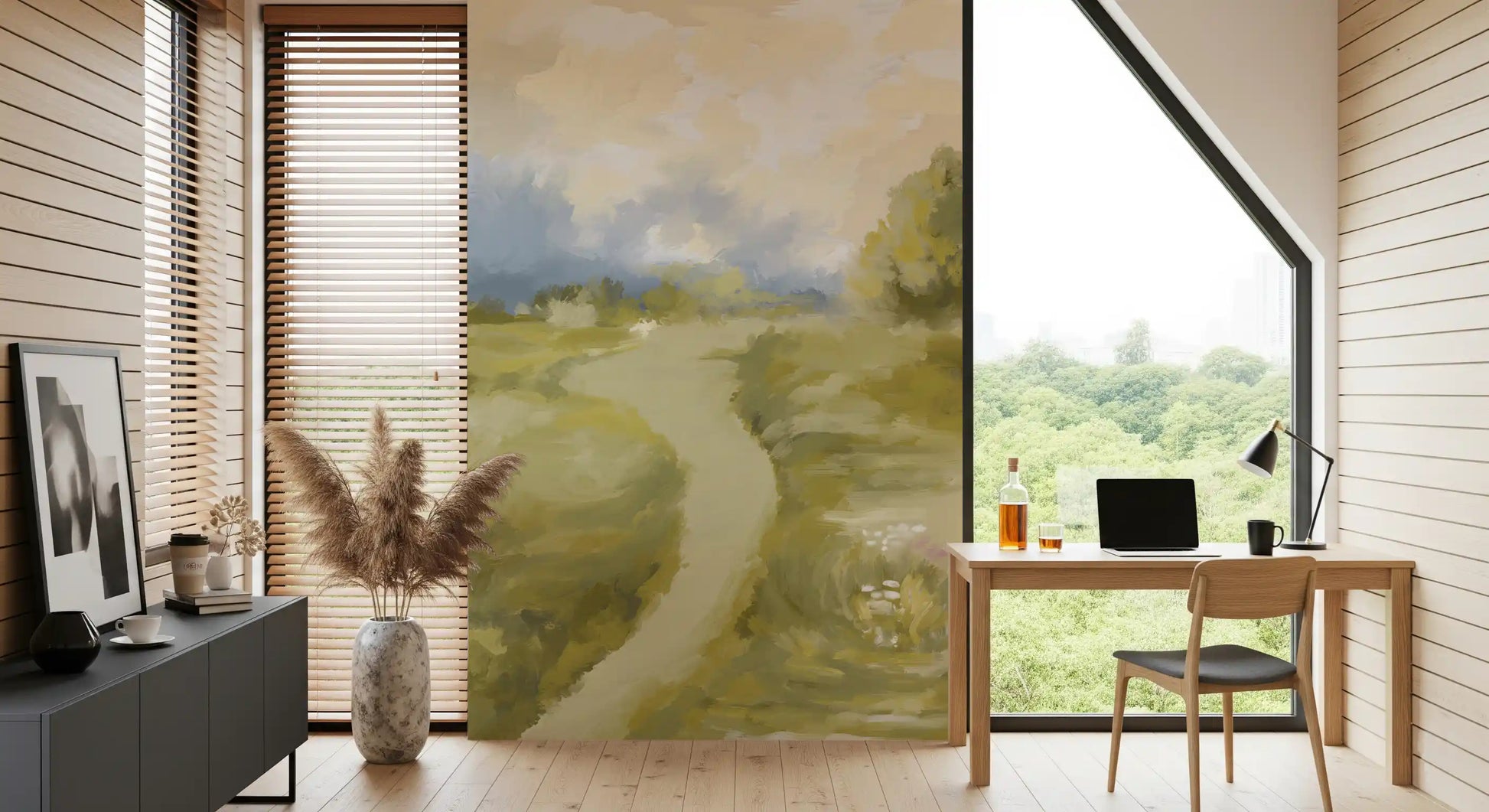 Quiet study area presenting the Soft Countryside painting oil impressionism wall mural