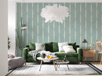 living room displaying this distressed cream stripes wallpaper.
