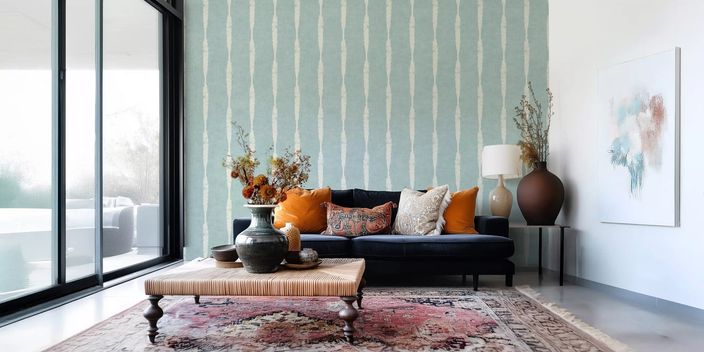Organic brushstrokes blend perfectly within this soft blue distressed wallpaper.