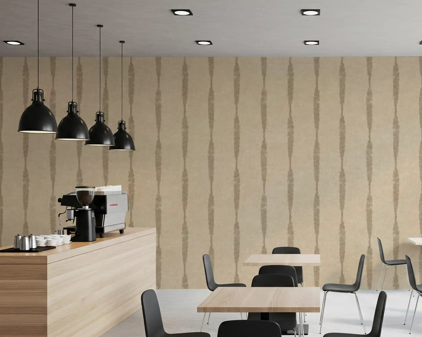 Café interior showing a beautiful Distressed wallpaper