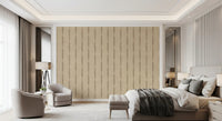 Cozy bedroom setting enhanced by this Beige wallpaper