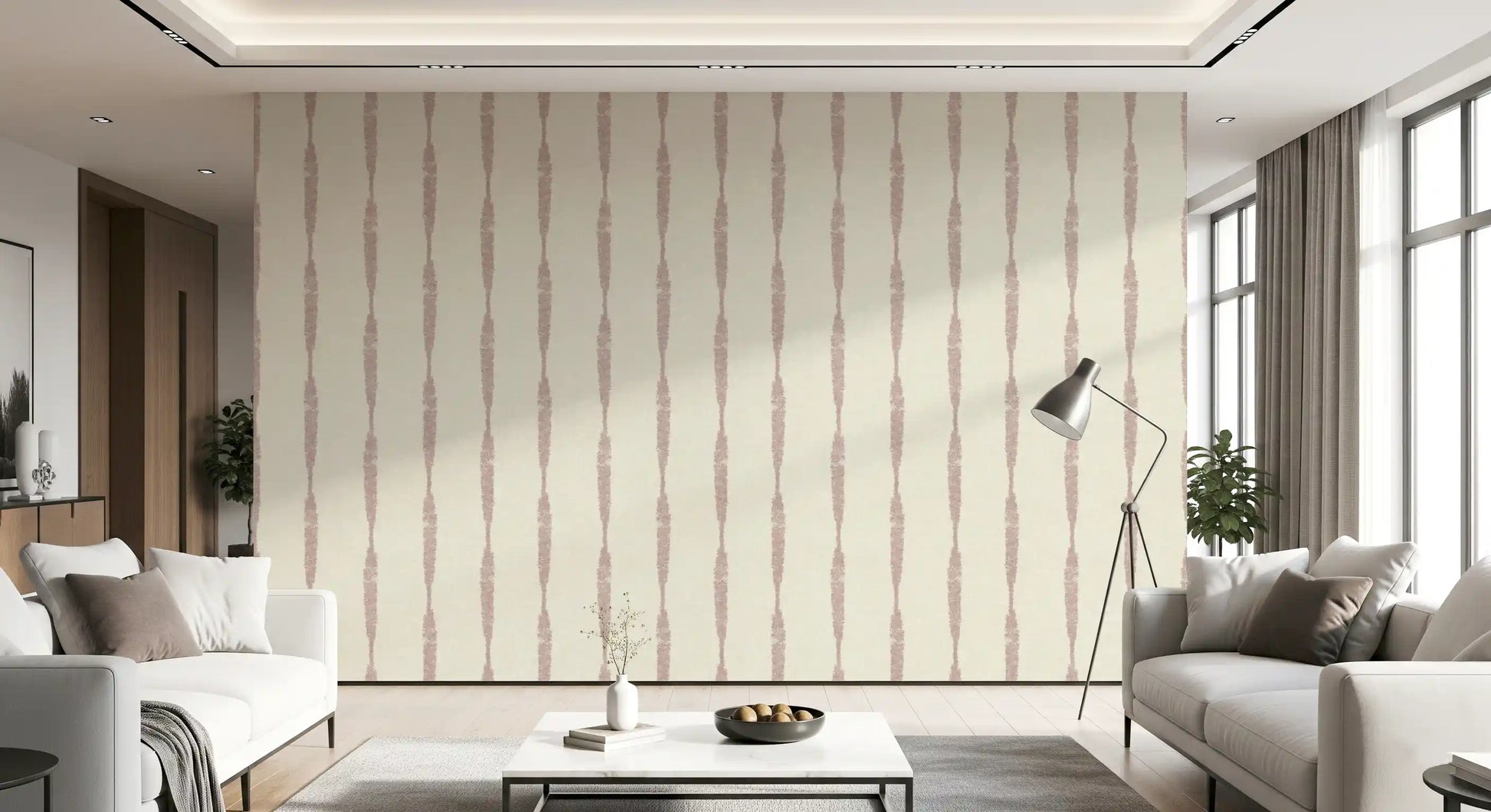 Soft pastel hues define the beautiful Textured Distressed Stripes wallpaper.