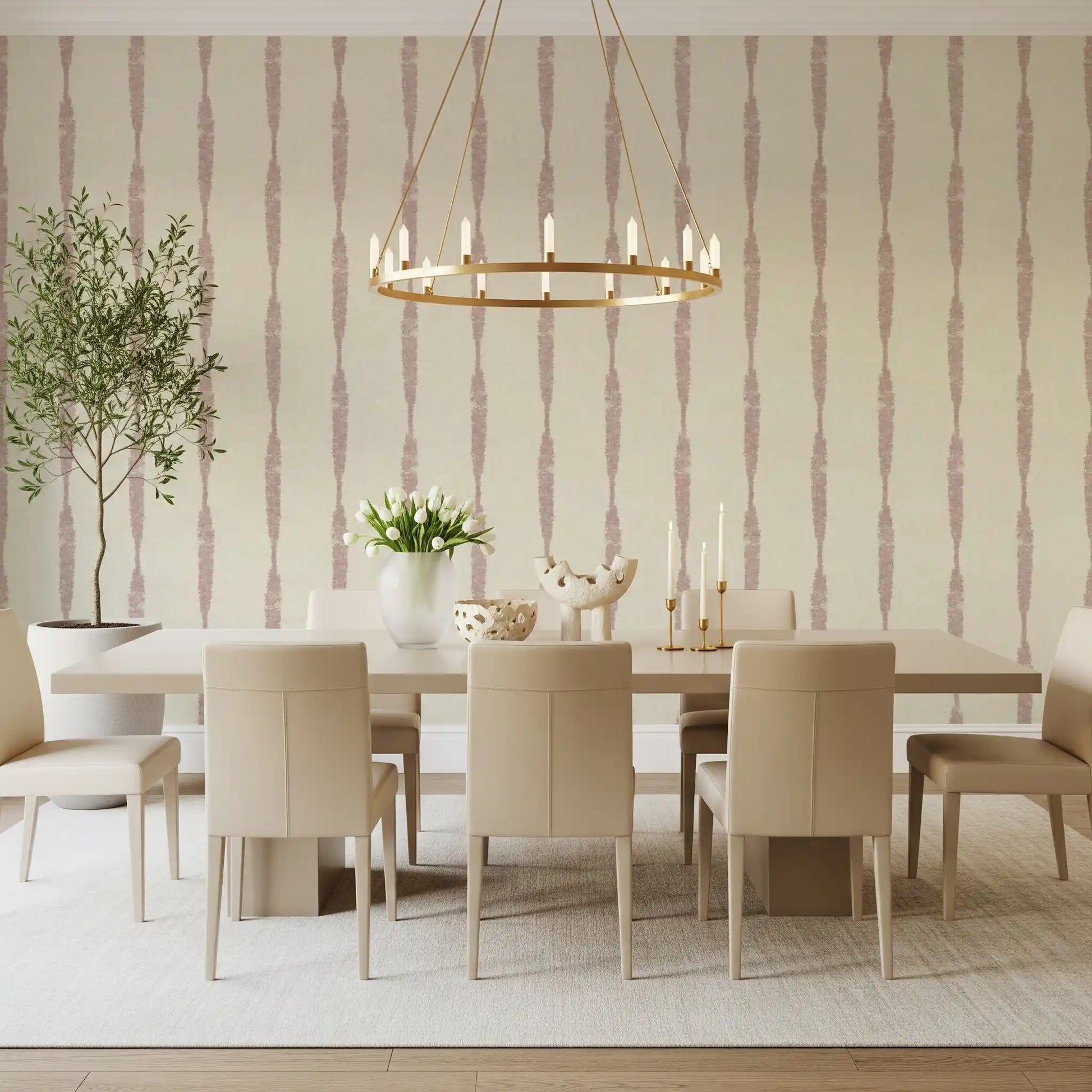 The Cream wallpaper displays beautifully weathered vertical pink bands.