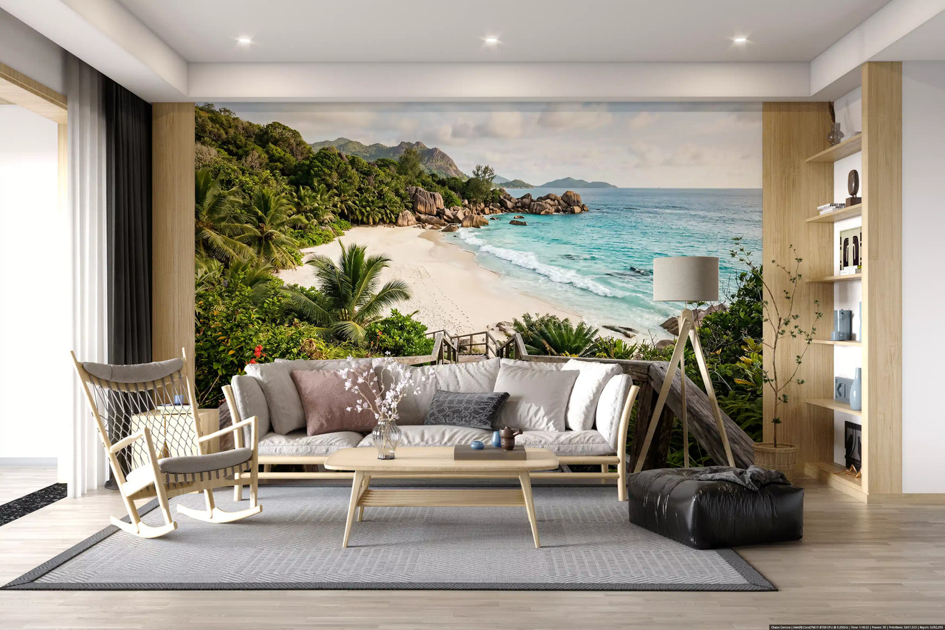Island Steps to Turquoise Shores Wall Mural