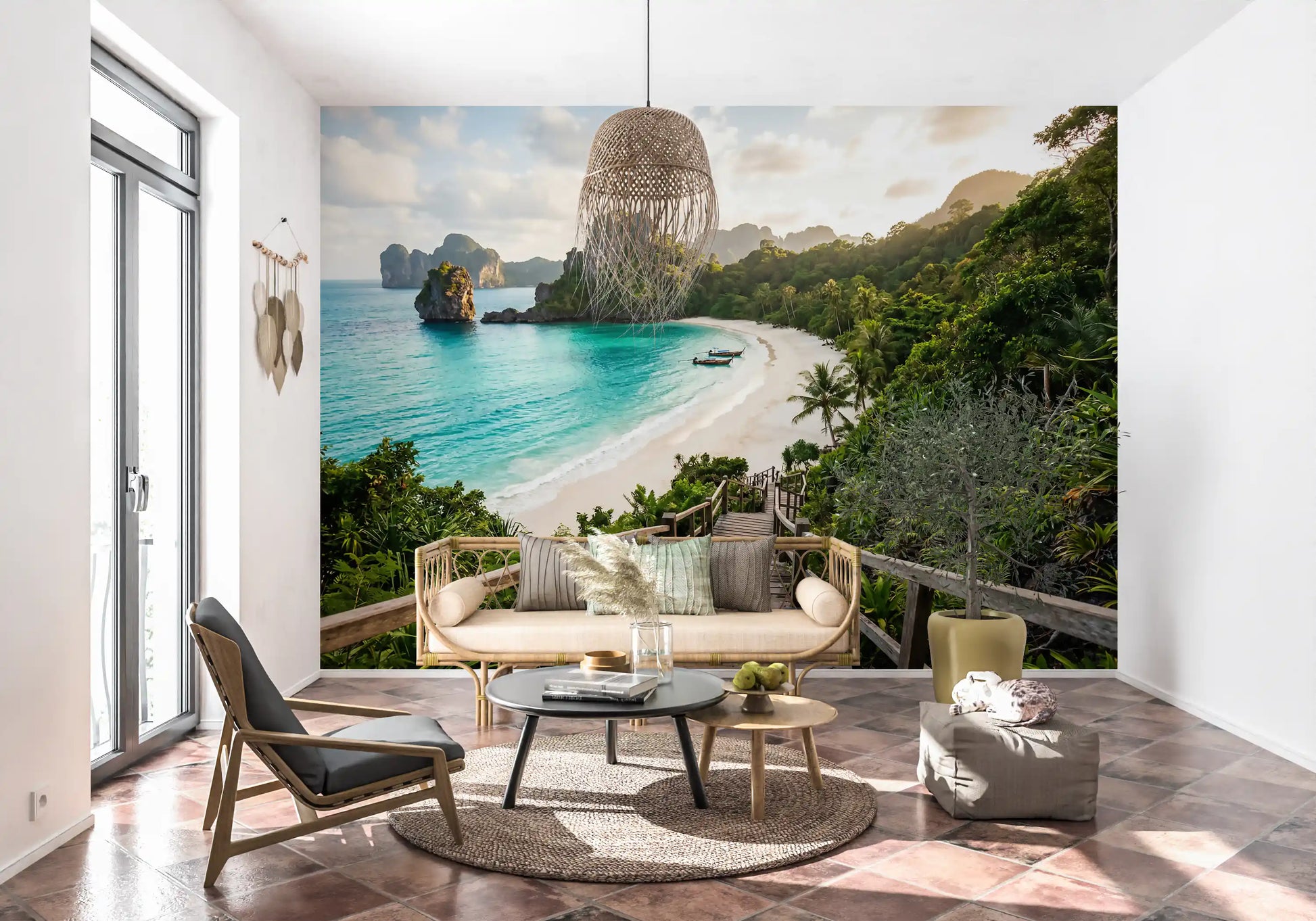 Add depth to a hallway with the Emerald Bay Serenity wall mural's island view.