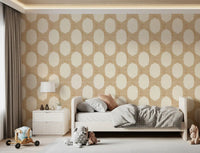 Dotted gold ovals add quiet warmth to Kids bedroom with this wallpaper