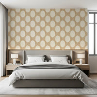 Beachy boho mosaic keeps a guest bedroom calm and inviting in wallpaper