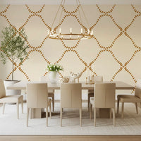 Add a sunlit lattice glow to the Dining room with this Golden Dotted wallpaper.
