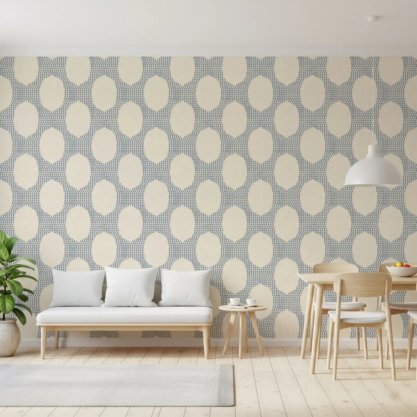Beachy Boho Slate Blue Mosaic Wallpaper⁠