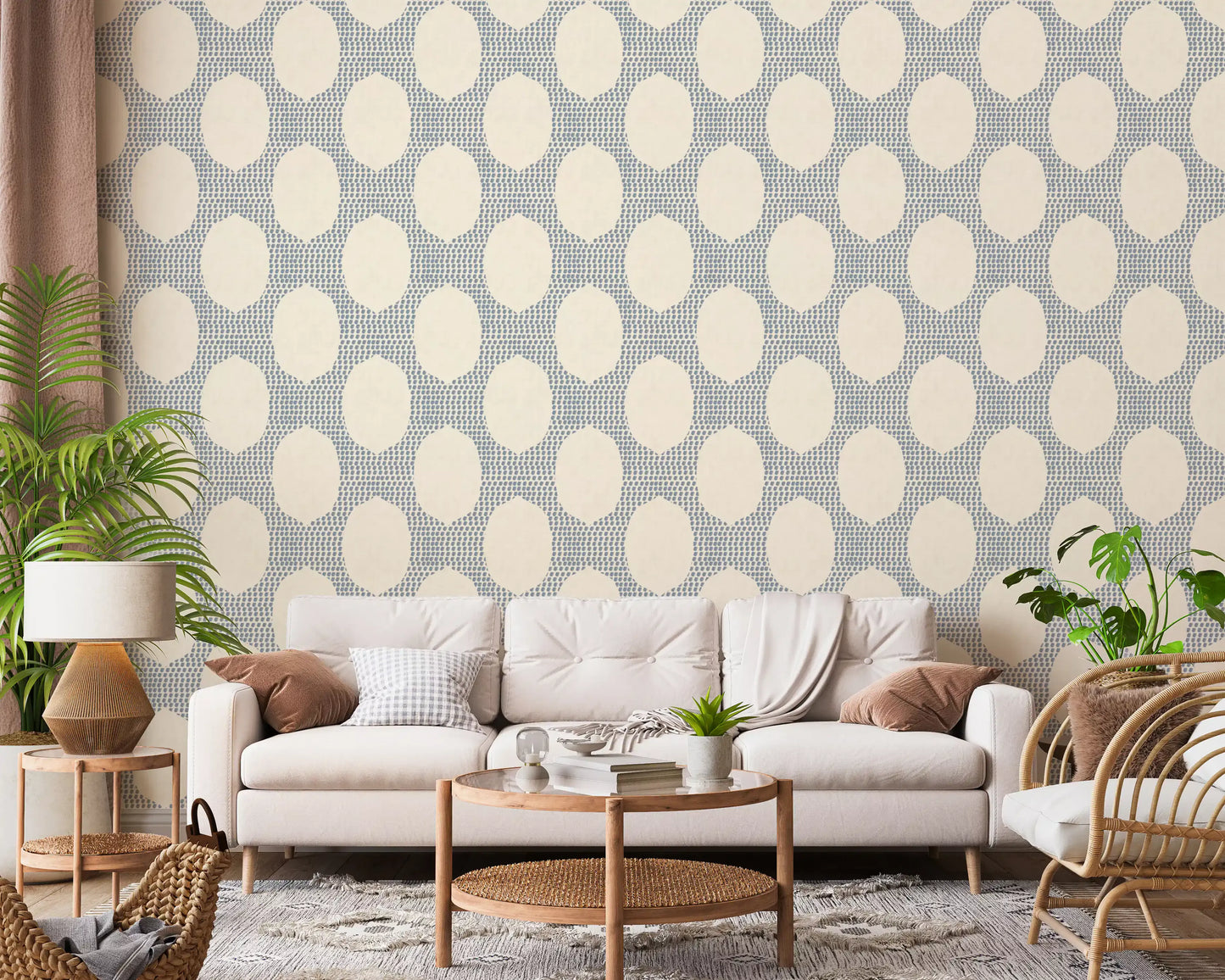 Beachy Boho Slate Blue Mosaic Wallpaper⁠