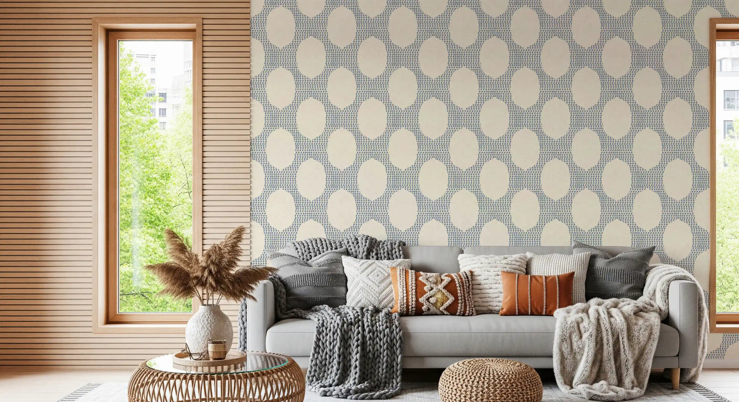 Beachy Boho Slate Blue Mosaic Wallpaper⁠