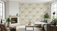 Looping dot trails connect each medallion on this Beachy Boho wallpaper.