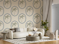 Add a cool palm-oasis look to a Living room with this Beachy Boho wallpaper.