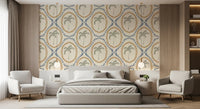 Green trees and geometric dotted lines on a retro Oasis wallpaper.