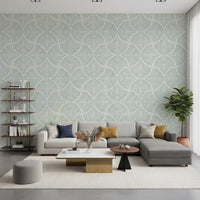 Precise botanical structure revealing the Pastel Blue Textured Scallops Fan wallpaper.
