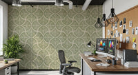 Cream negative space keeps the Scallops Fan wallpaper light and minimalist.