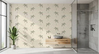 Bathroom layout highlighting the fresh Tropical Palms Wallpaper.