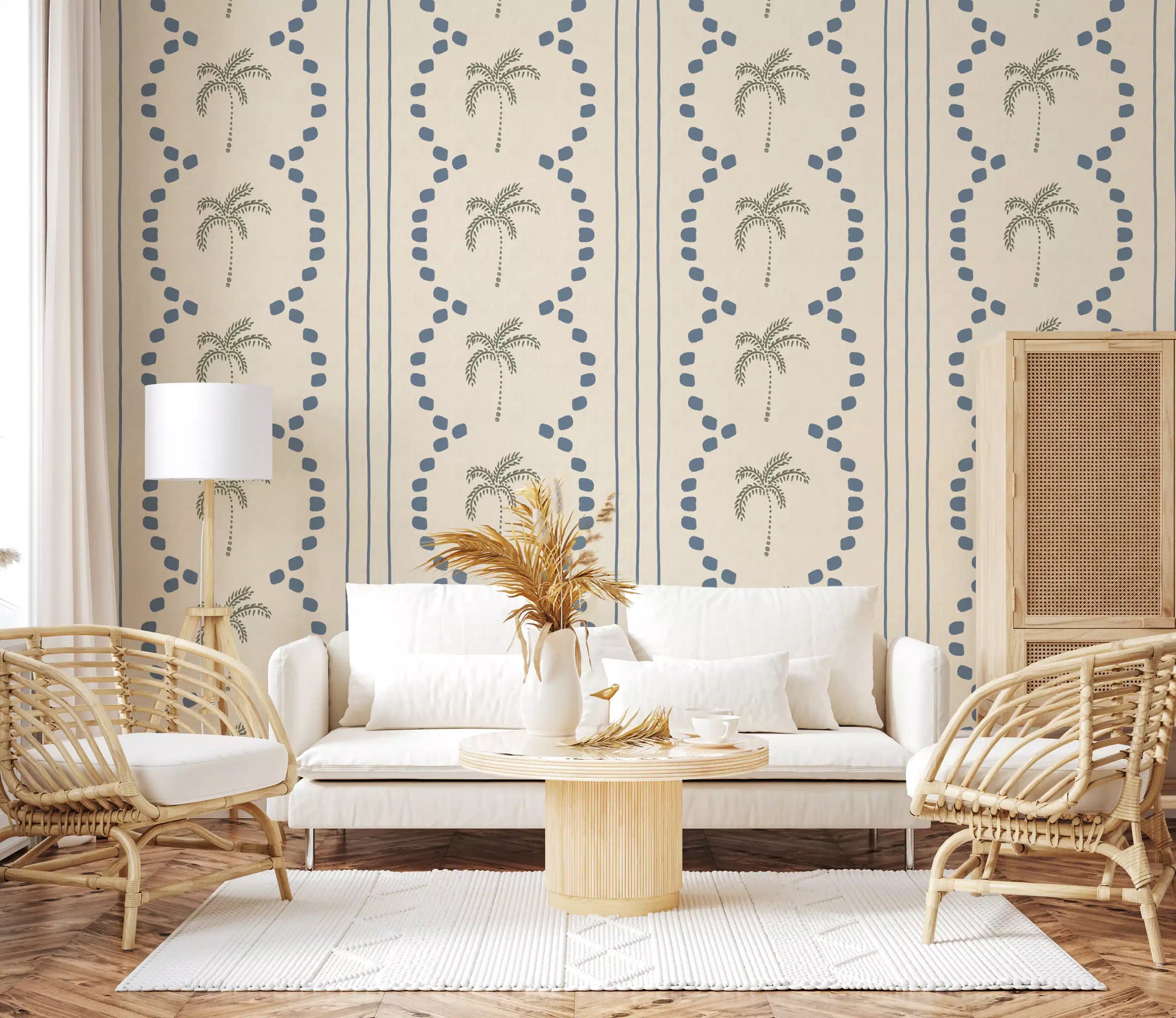 Symmetrical dotted lines creating a beautiful rhythm on this relaxing Tropical wallpaper.