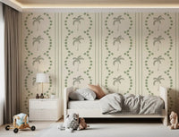 Kids room interior accented by a lovely coastal wallpaper pattern