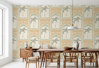 Coastal botanical elements embedded perfectly within this Costal Green & Sand wallpaper.