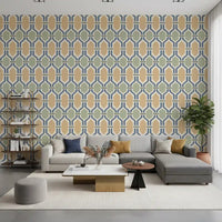 Symmetrical lines creating a beautiful rhythm on the Art Deco Trellis Wallpaper.