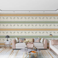 Palm outlines are visible throughout the calming Ornament wallpaper layout.