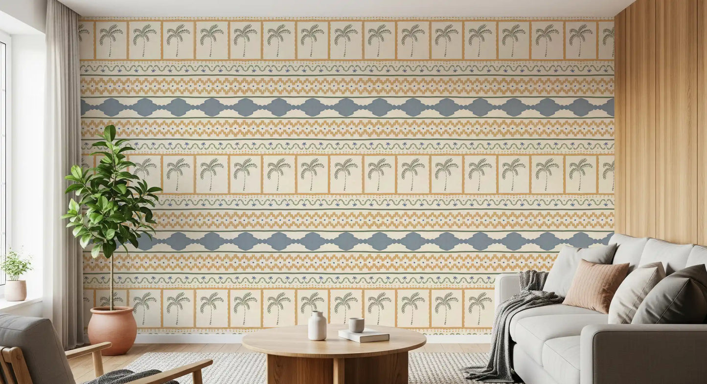 Surface view of the lovely Marrakesh Ornament Textile wallpaper